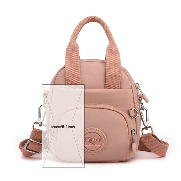 Waterproof Nylon Crossbody Shoulder Bag Handbag Multi Pocket Lightweight Pink