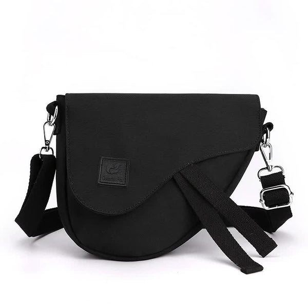 Nylon Sling Crossbody Shoulder Bag Handbag Adjustable Strap Lightweight Black