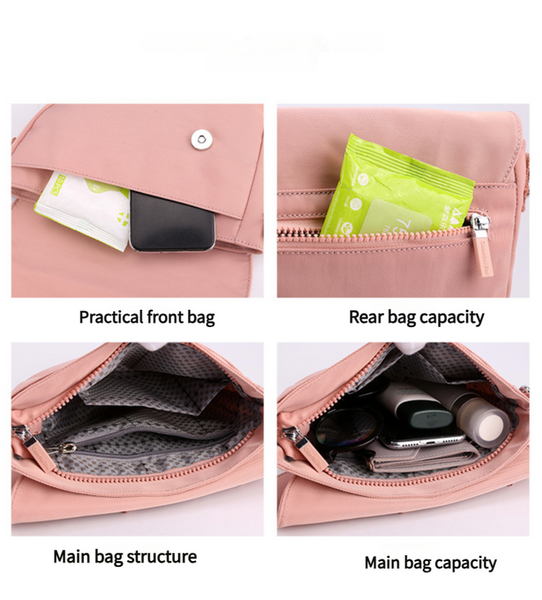 Nylon Sling Crossbody Shoulder Bag Handbag Adjustable Strap Lightweight Black