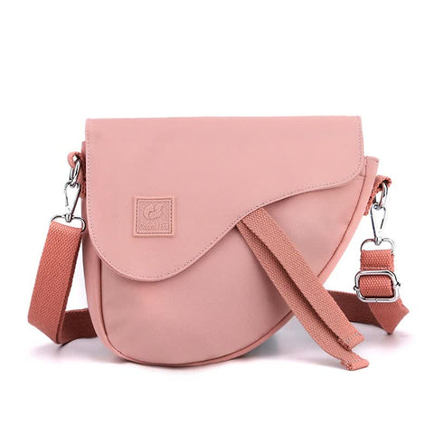 Nylon Sling Crossbody Shoulder Bag Handbag Adjustable Strap Lightweight Pink