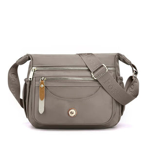 Nylon Crossbody Bag Handbag Multi Pockets Lightweight Compact Coffee