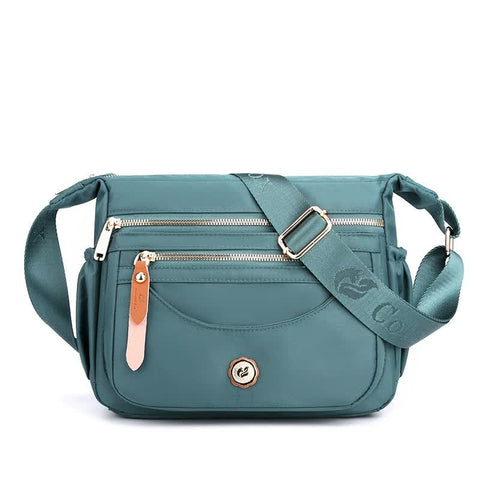 Nylon Crossbody Bag Handbag Multi Pockets Lightweight Compact Light Blue