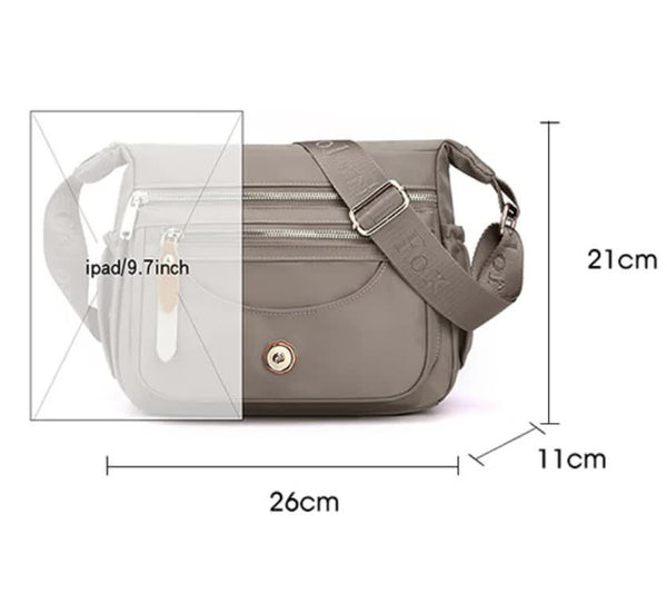 Nylon Crossbody Bag Handbag Multi Pockets Lightweight Compact Pink