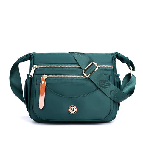 Nylon Crossbody Bag Handbag Multi Pockets Lightweight Compact Dark Green