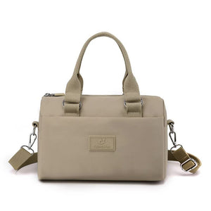 Nylon Crossbody Shoulder Bag Handbag Lightweight Multi Pocket Apricot