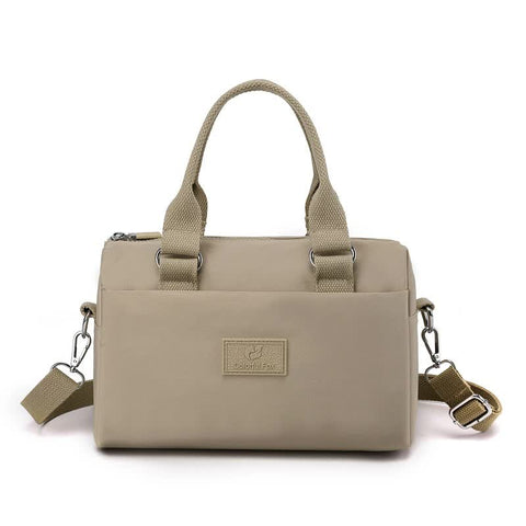 Nylon Crossbody Shoulder Bag Handbag Lightweight Multi Pocket Apricot