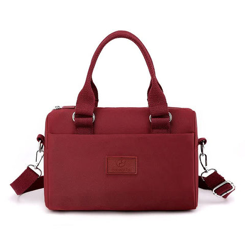 Nylon Crossbody Shoulder Bag Handbag Multi Pocket Lightweight Red