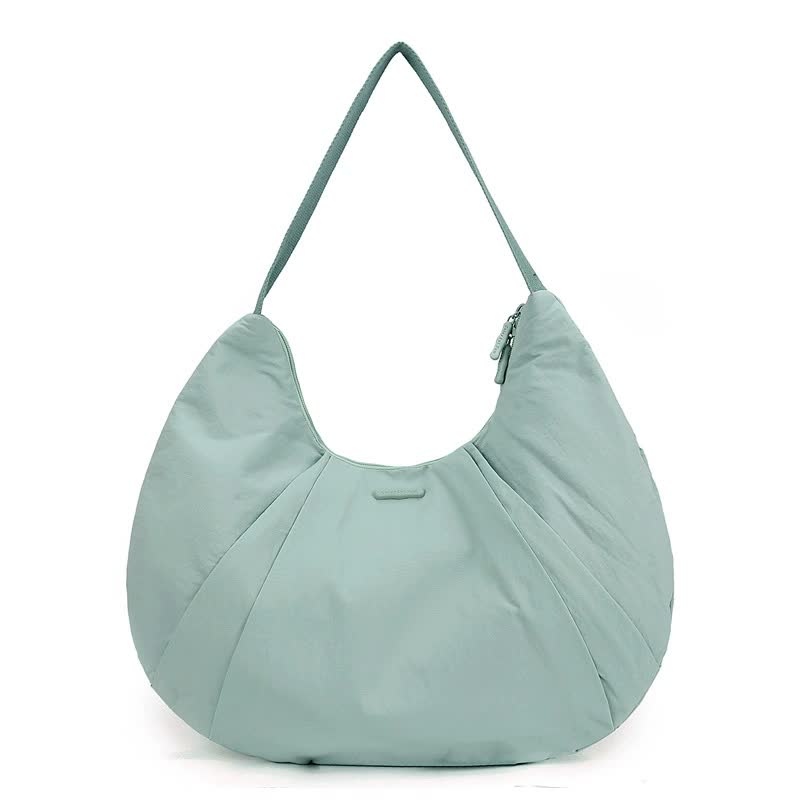 Waterproof Nylon Crescent Tote Underarm Shoulder Bag Lightweight Light Green