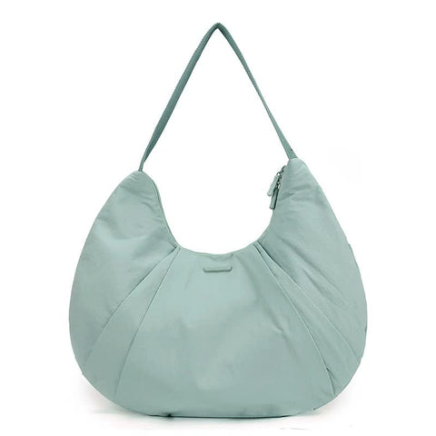 Waterproof Nylon Crescent Tote Underarm Shoulder Bag Lightweight Light Green