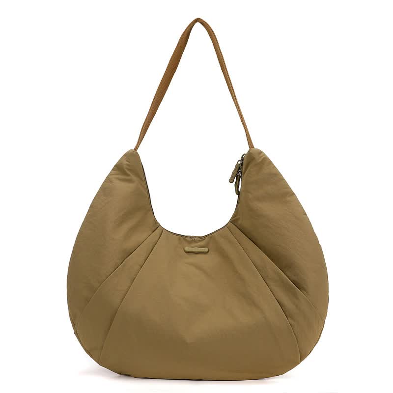 Waterproof Nylon Crescent Tote Underarm Shoulder Bag Lightweight Earthy Yellow