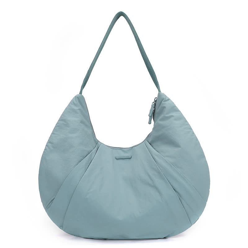 Waterproof Nylon Crescent Tote Underarm Shoulder Bag Lightweight Haze Blue