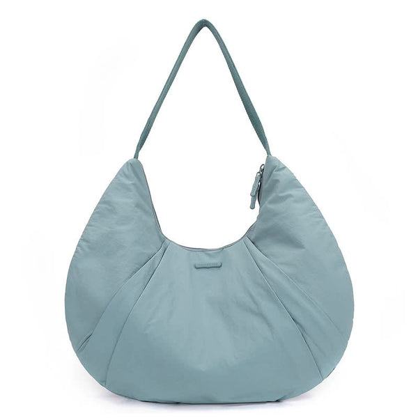 Waterproof Nylon Crescent Tote Underarm Shoulder Bag Lightweight Haze Blue
