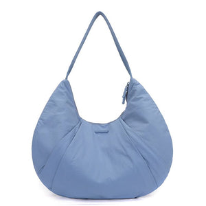 Waterproof Nylon Crescent Tote Underarm Shoulder Bag Lightweight Blue
