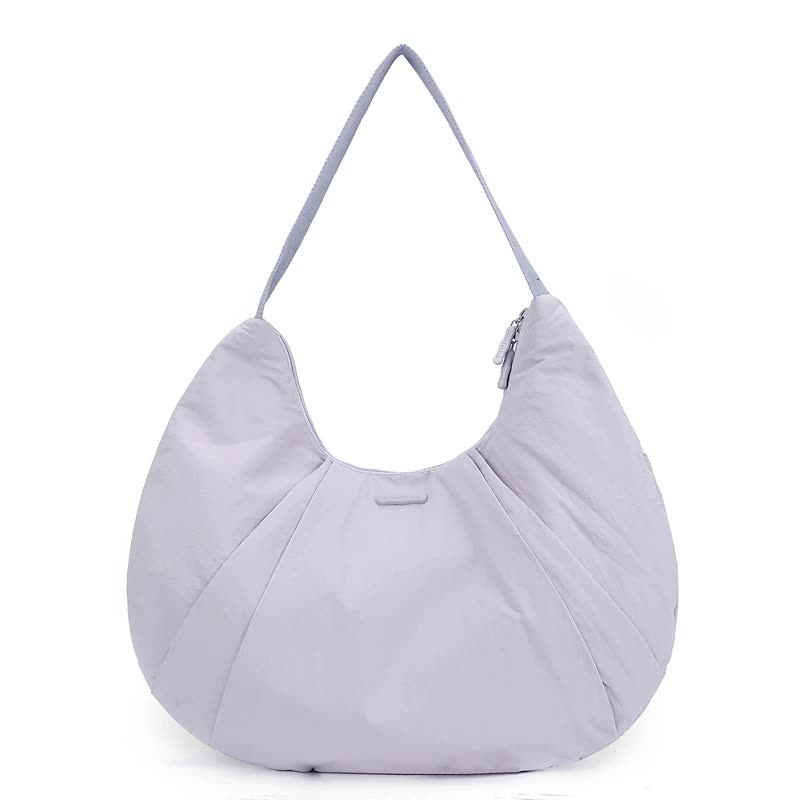 Waterproof Nylon Crescent Tote Underarm Shoulder Bag Lightweight Purple