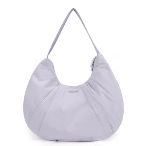 Waterproof Nylon Crescent Tote Underarm Shoulder Bag Lightweight Purple