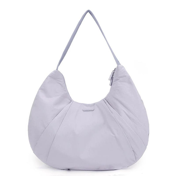 Waterproof Nylon Crescent Tote Underarm Shoulder Bag Lightweight Purple