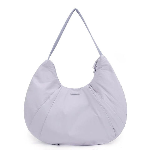 Waterproof Nylon Crescent Tote Underarm Shoulder Bag Lightweight Purple