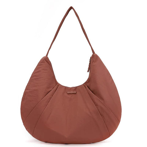 Waterproof Nylon Crescent Tote Underarm Shoulder Bag Lightweight Raspberry Red