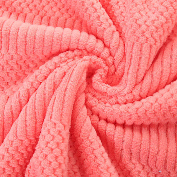 2 Pce Coral Fleece Face Towel Washcloth + Bath Towel Set Dark Pink