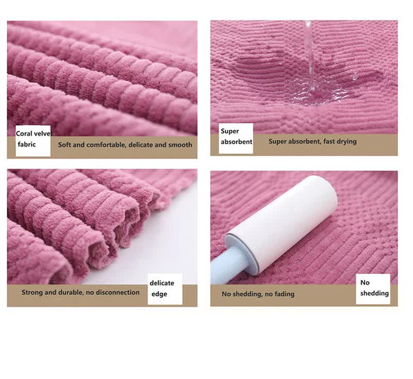 2 Pce Coral Fleece Face Towel Washcloth + Bath Towel Set Dark Pink