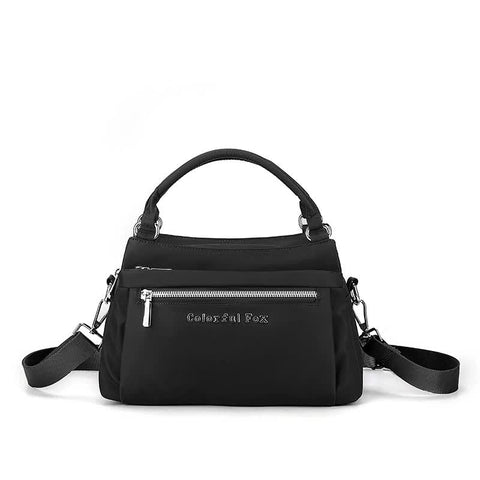 Waterproof Nylon Crossbody Shoulder Bag Handbag Lightweight Multi Pocket Black