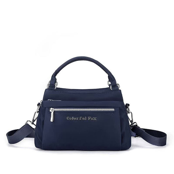 Nylon Crossbody Shoulder Bag Handbag Multi Pocket Lightweight Navy Blue