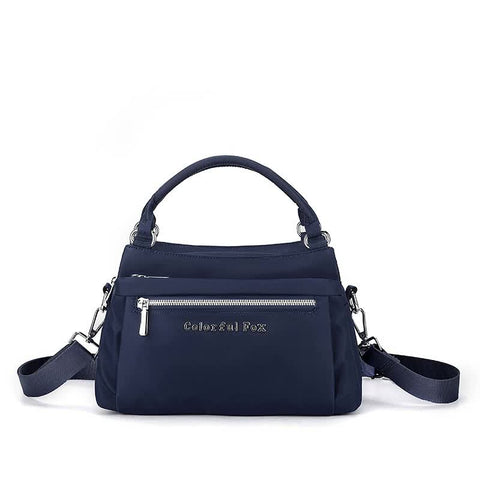 Nylon Crossbody Shoulder Bag Handbag Multi Pocket Lightweight Navy Blue