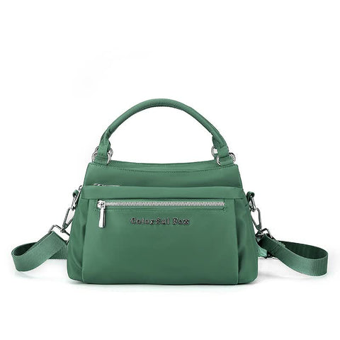 Waterproof Nylon Crossbody Shoulder Bag Handbag Lightweight Multi Pocket Green
