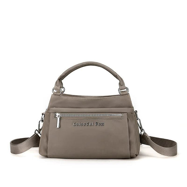 Nylon Crossbody Shoulder Bag Handbag Multi Pocket Lightweight Caramel