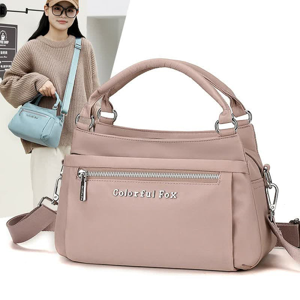 Waterproof Nylon Crossbody Shoulder Bag Handbag Lightweight Multi Pocket Khaki