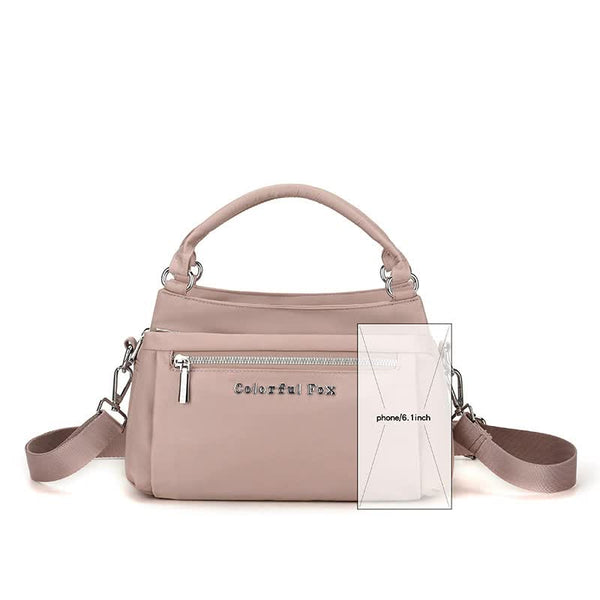 Waterproof Nylon Crossbody Shoulder Bag Handbag Lightweight Multi Pocket Khaki