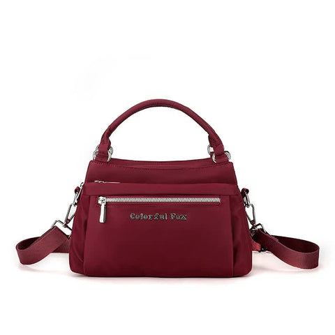 Waterproof Nylon Crossbody Shoulder Bag Handbag Lightweight Multi Pocket Red