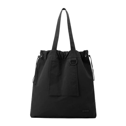 Water Resistant Nylon Tote Shoulder Bag Lightweight Casual Shopping Black