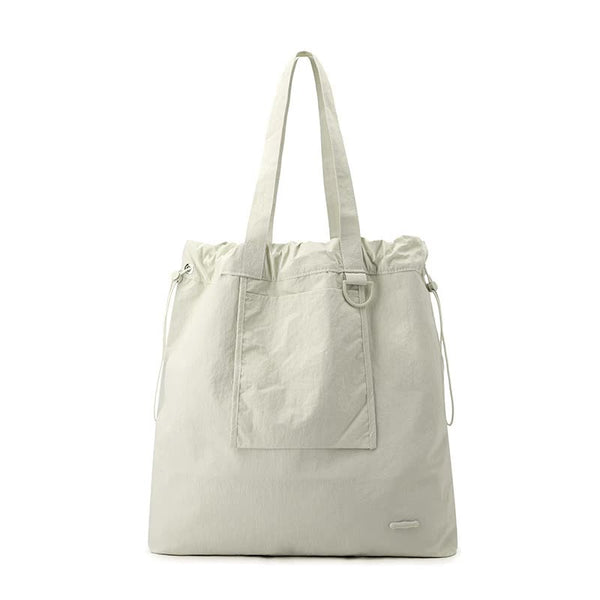 Water Resistant Nylon Tote Shoulder Bag Lightweight Casual Shopping Off White