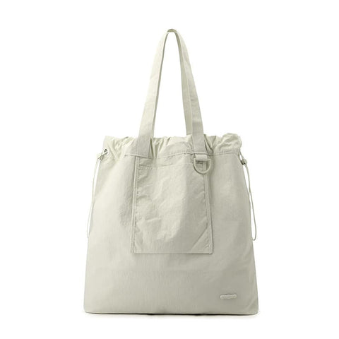 Water Resistant Nylon Tote Shoulder Bag Lightweight Casual Shopping Off White