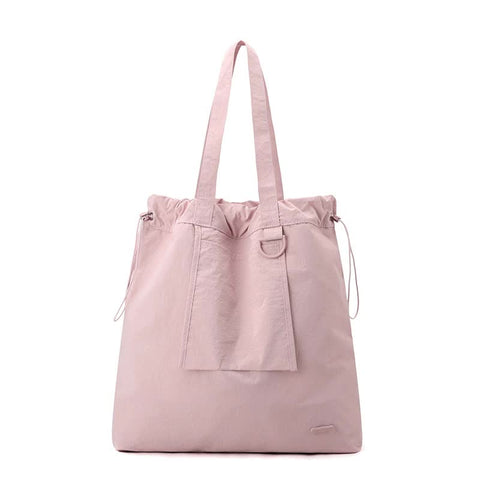 Water Resistant Nylon Tote Shoulder Bag Lightweight Casual Shopping Pink
