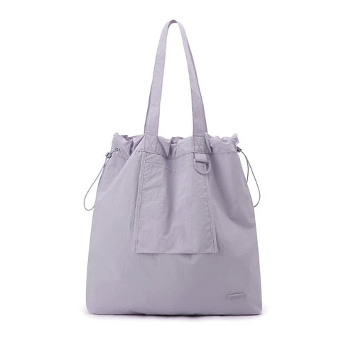 Water Resistant Nylon Tote Shoulder Bag Lightweight Casual Shopping Purple