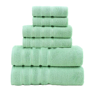 6 Pce Cotton Bath Hand Towel Facecloth Washcloth Set Green