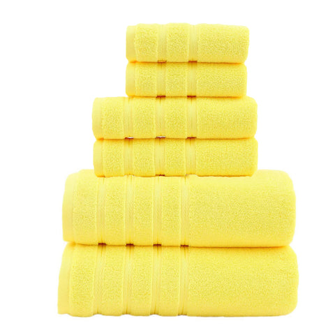 6 Pce Cotton Bath Hand Towel Facecloth Washcloth Set Yellow