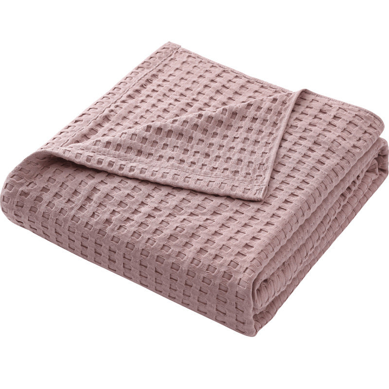 Cotton Waffle Blanket Throw Rug 150 x 200cm Bean Paste Pink