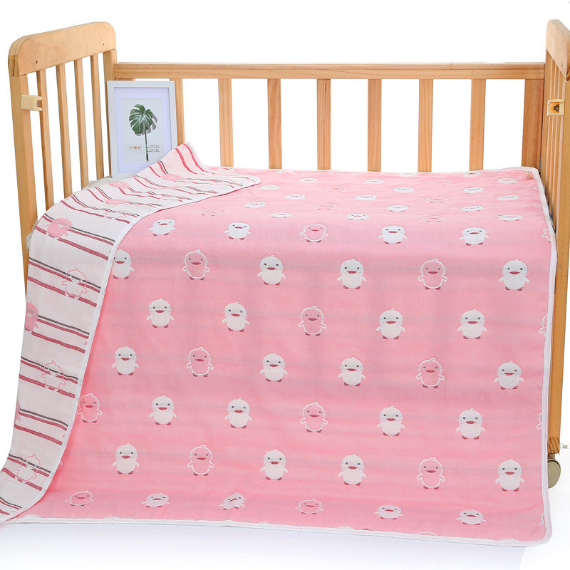 6 Layer Cotton Muslin Baby Infant Blanket Swaddle Cot Bedding 110x110cm Chick Pink