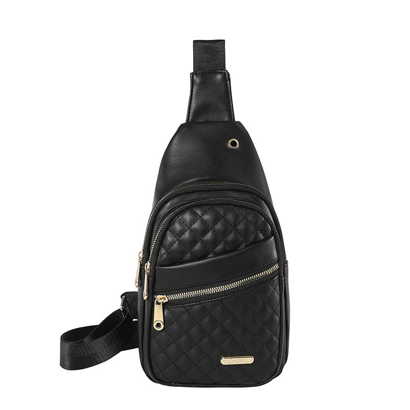 Women's Quilted PU Leather Sling Crossbody Shoulder Bag Backpack Black