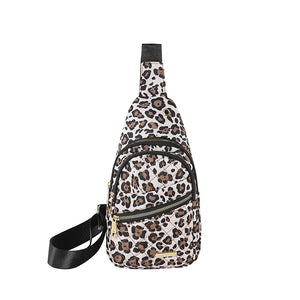 Women's Quilted Sling Crossbody Shoulder Bag Backpack Leopard Print