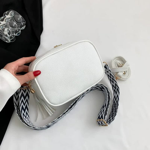 PU Leather Crossbody Shoulder Camera Bag Handbag Tassels White
