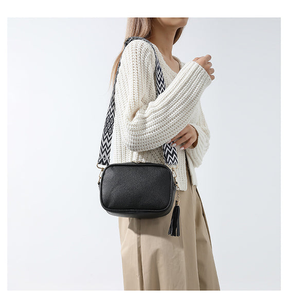 PU Leather Crossbody Shoulder Camera Bag Handbag Tassels White