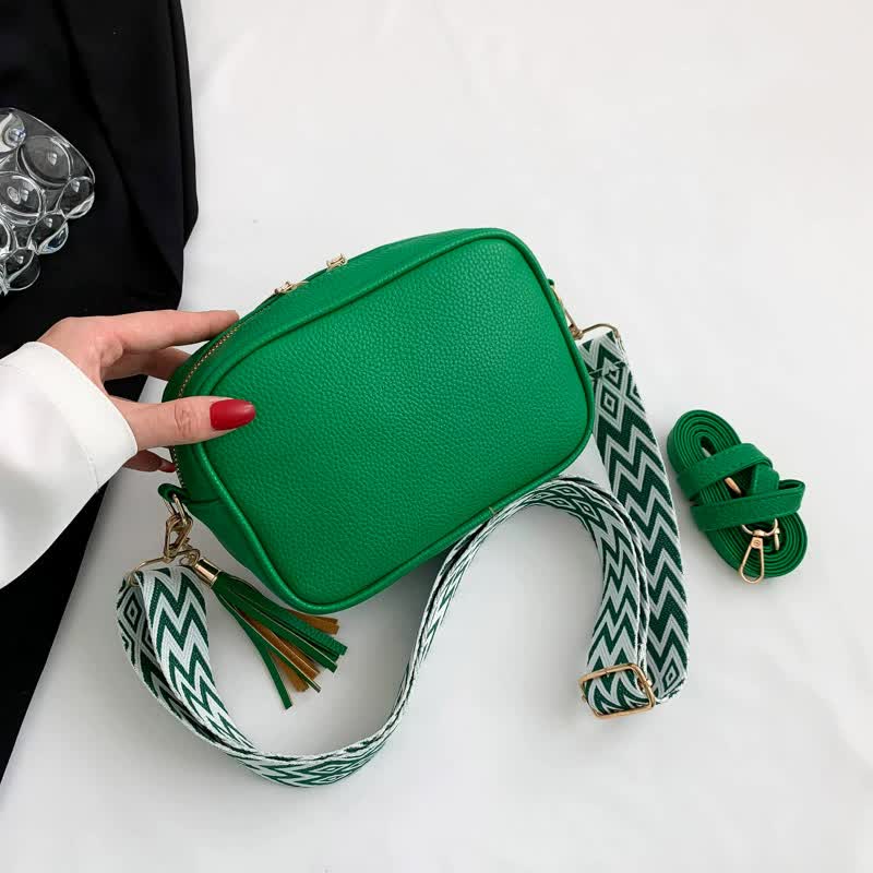 PU Leather Crossbody Shoulder Camera Bag Handbag Tassels Green