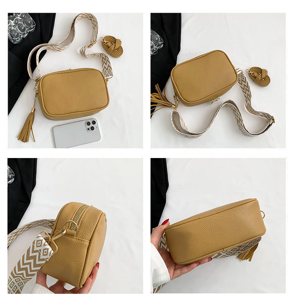 PU Leather Crossbody Shoulder Camera Bag Handbag Tassels Green