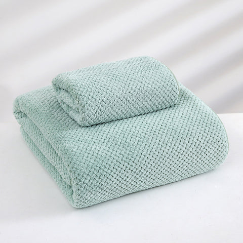 2 Pce Cotton Waffle Bath + Hand Towel Set Green
