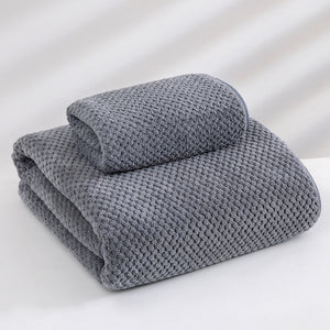 2 Pce Cotton Waffle Bath + Hand Towel Set Grey