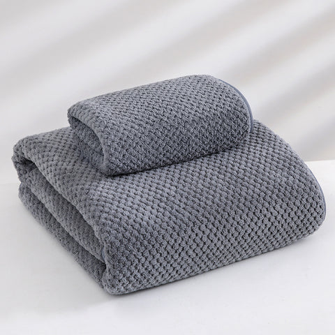 2 Pce Cotton Waffle Bath + Hand Towel Set Grey